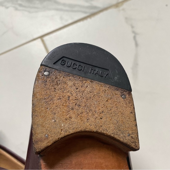 Vintage 1980s 80s Gucci Horsebit Loafers Size 40 Made in Italy Dark Red Burgundy - Picture 5 of 11